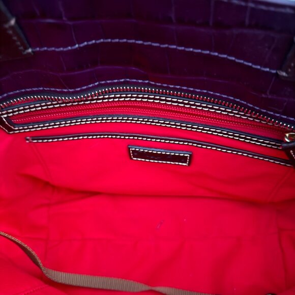 Dooney & Bourke Purple Oakdale Janie Tote Croc Embossed Leather Tote Bag Purse - Picture 12 of 15